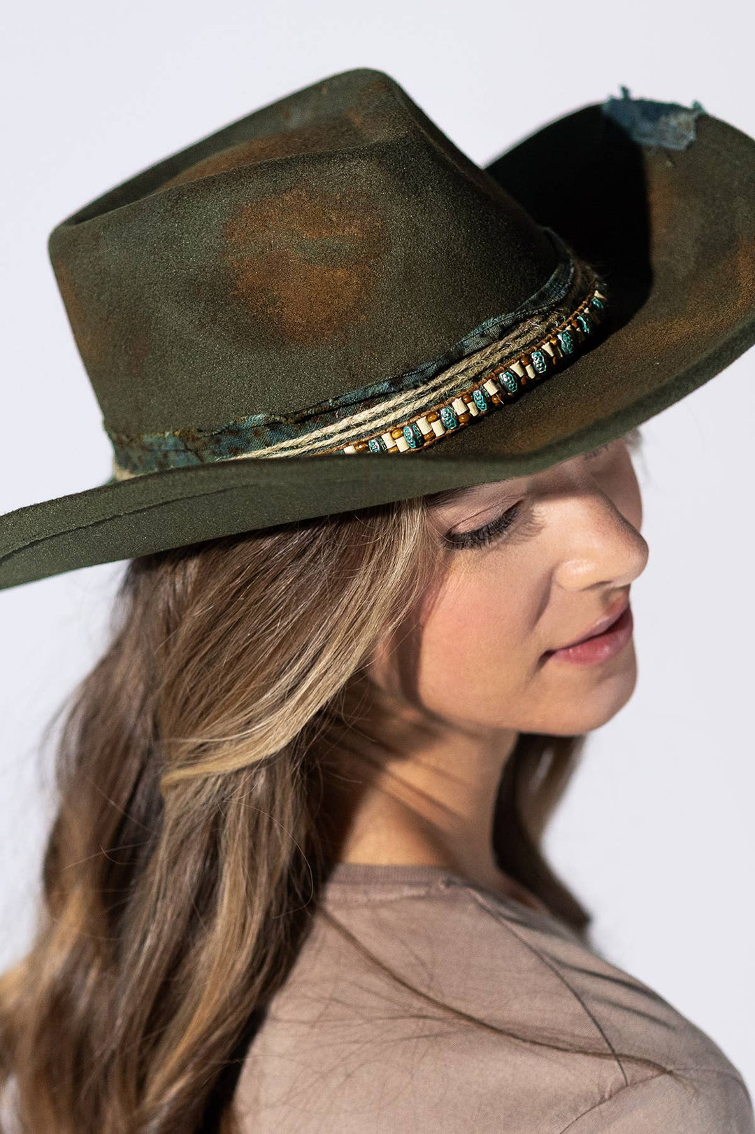 Olive Vintage Shapeable Cowgirl Hat
