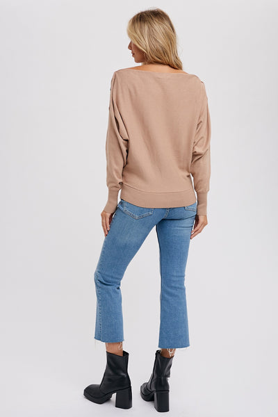 Snap Button Boatneck Pullover