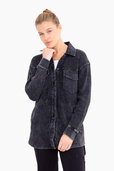 Sam Waffle Knit Mineral Washed Button Down Jacket