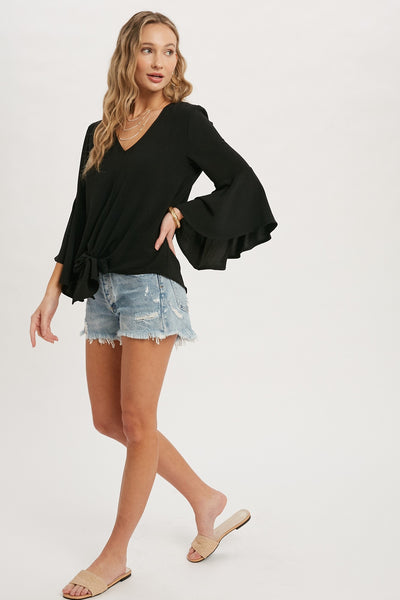 She's A Bell Sleeve Black Top