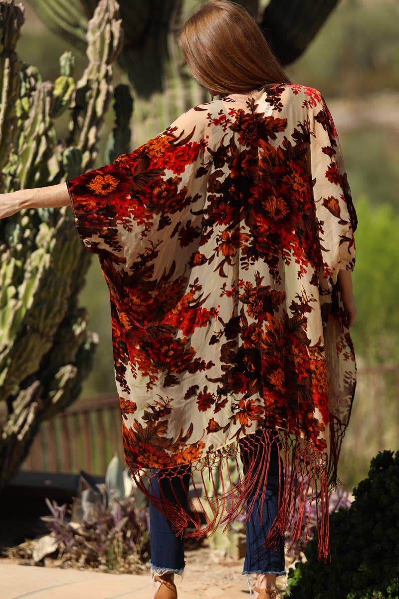 Asis Burnout Fringe Kimono