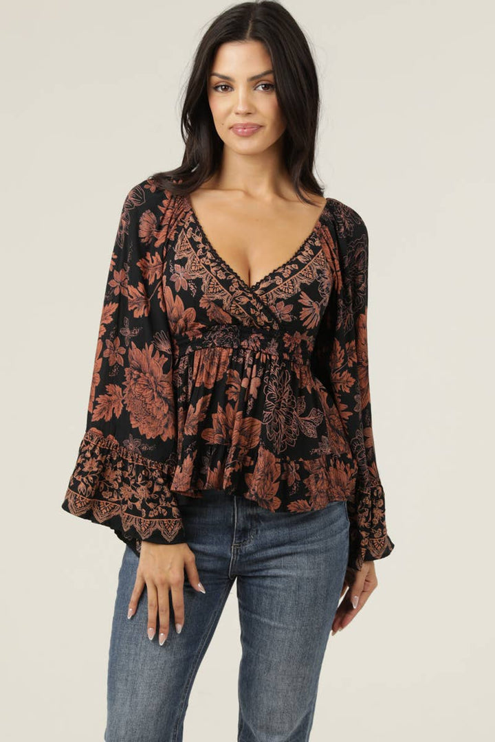 Dark Fall Oasis Bell Sleeve Top