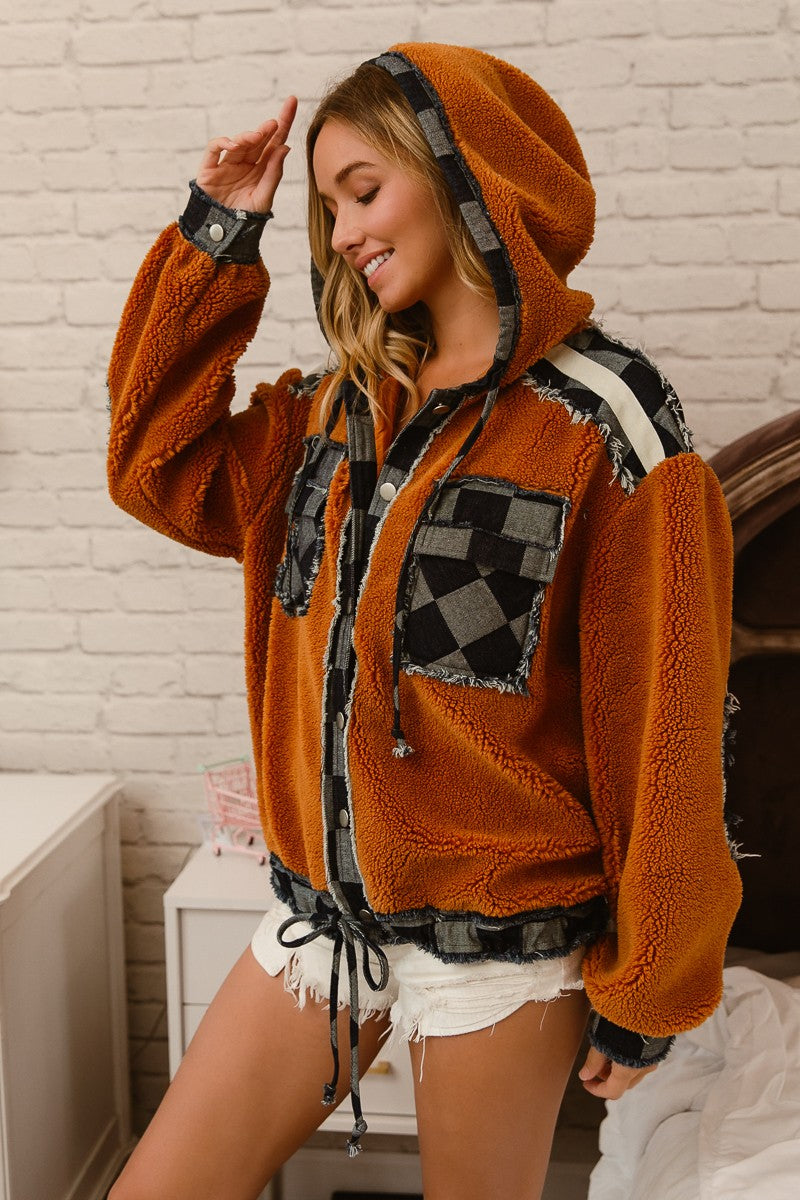 Carmel Checkered Fleece Outerwear
