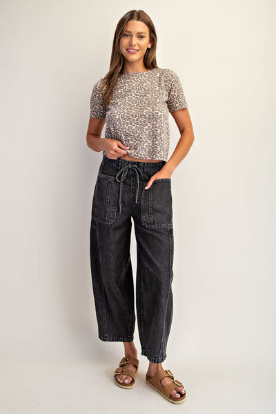 Black Washed Barrel Pants
