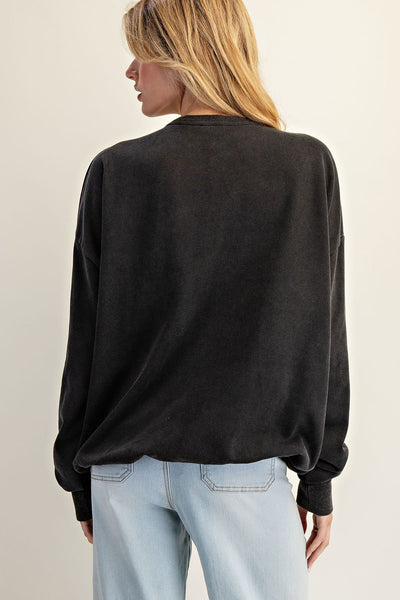 Snow Washed Horseshoe Pullover - Ash Black