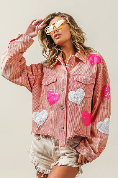 Playful Pink Corduroy Heart Jacket