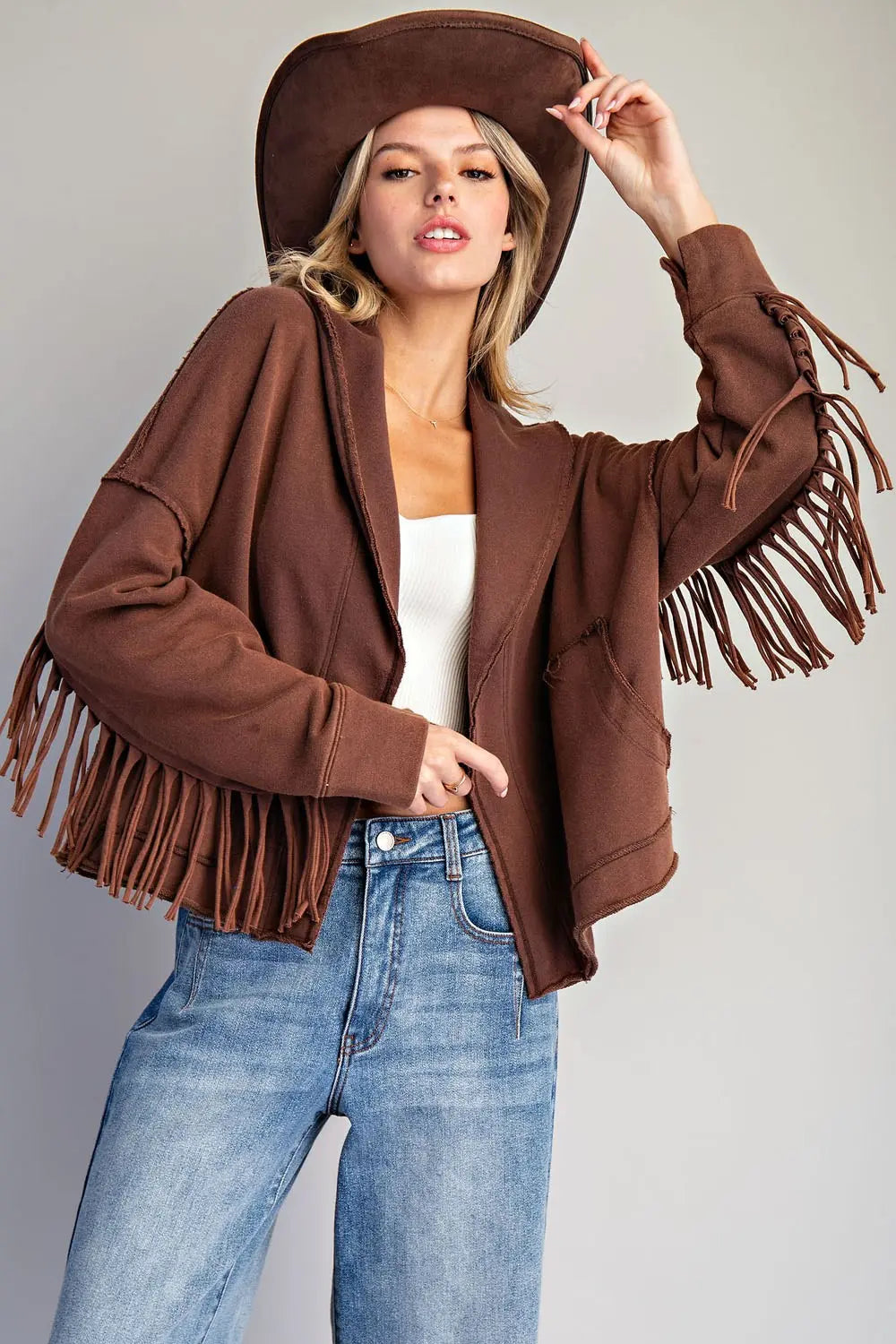 Mineral Washed Fringe Jacket