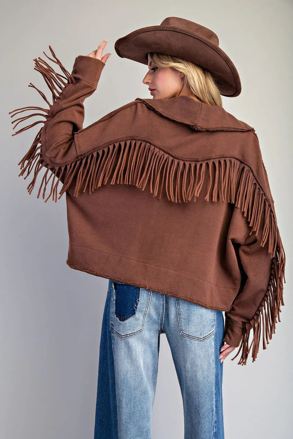 Mineral Washed Fringe Jacket