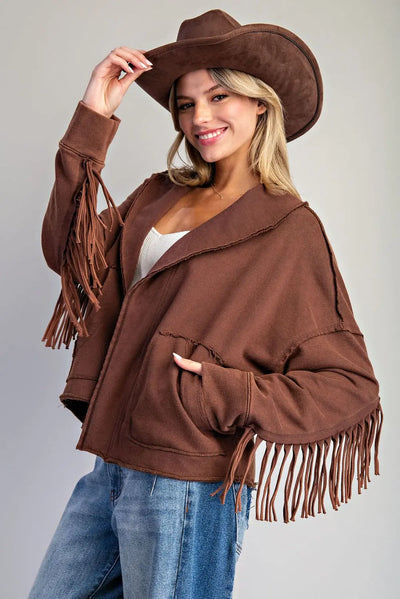 Mineral Washed Fringe Jacket