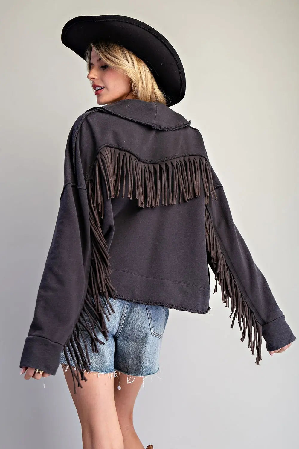 Mineral Washed Fringe Jacket