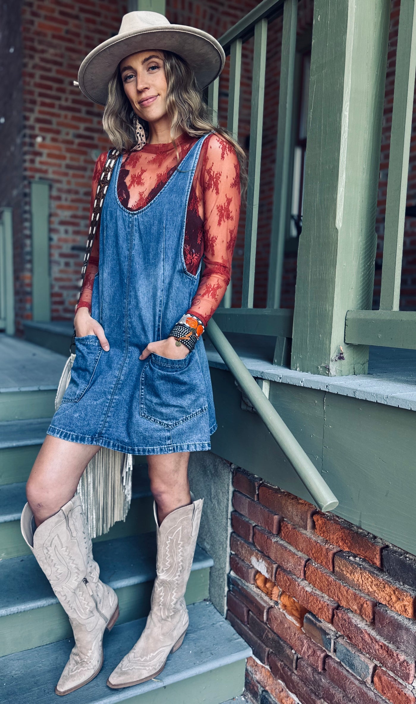 Denim Overall Pocket Dress