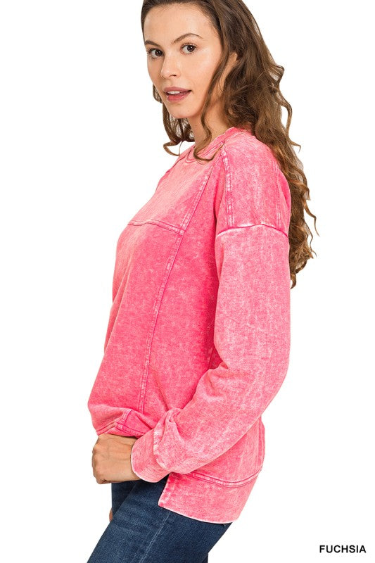 Bella Acid Washed Seam Pullover (2 colors)