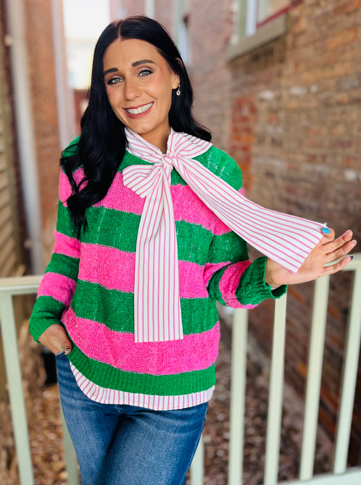 Spring Festive Strip Knit Sweater