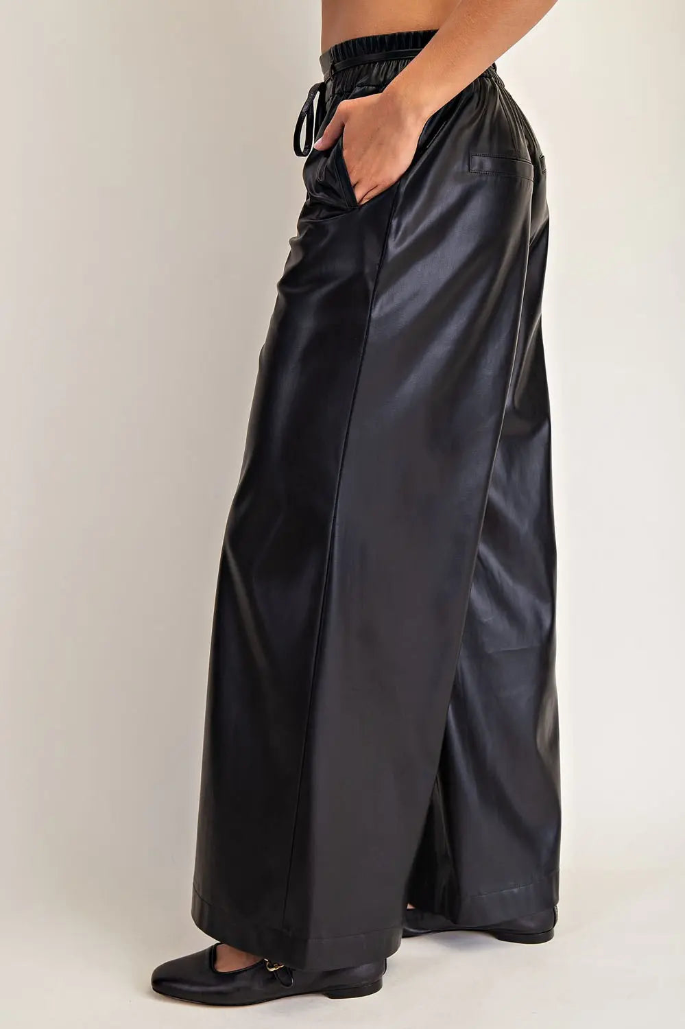 Midnight Walk Pleather Pants -Black