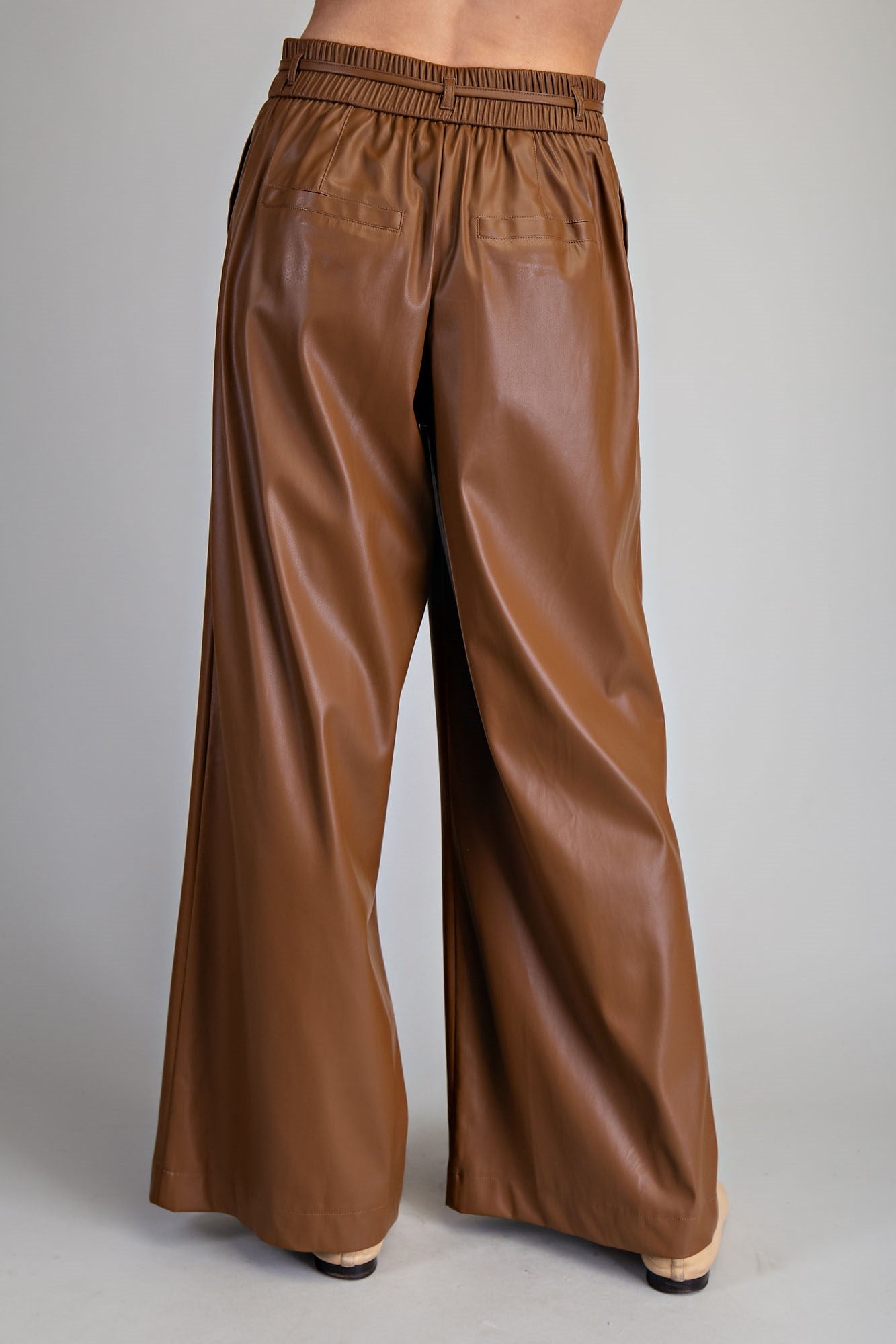 Midnight Walk Pleather Pants- Camel