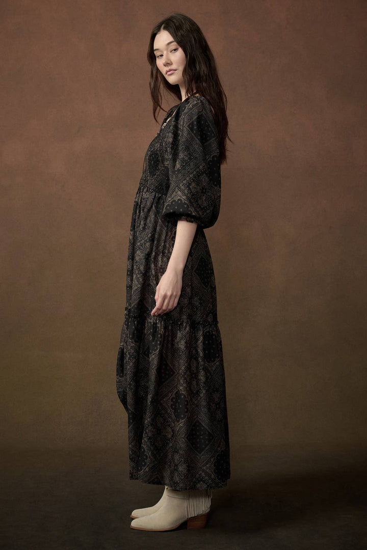 Moody Bandana Smocked Maxi Dress