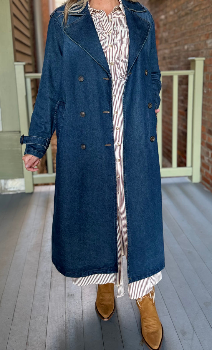 Notch Denim Trench Coat