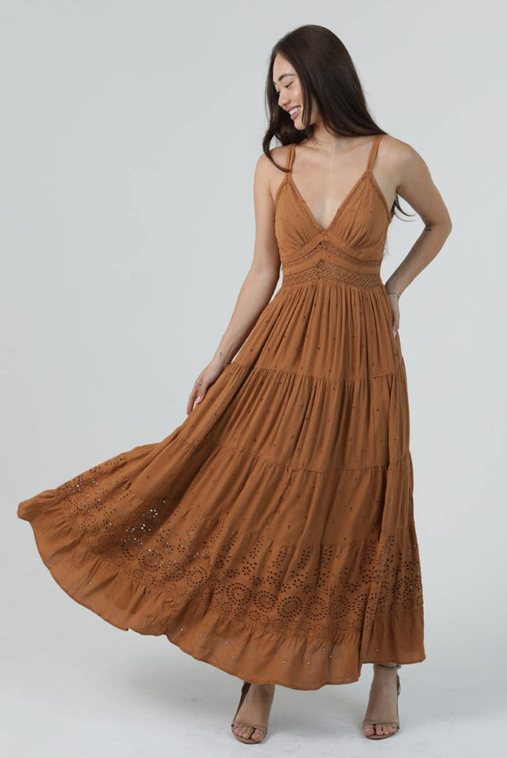 Desert Copper Bloom Maxi Dress