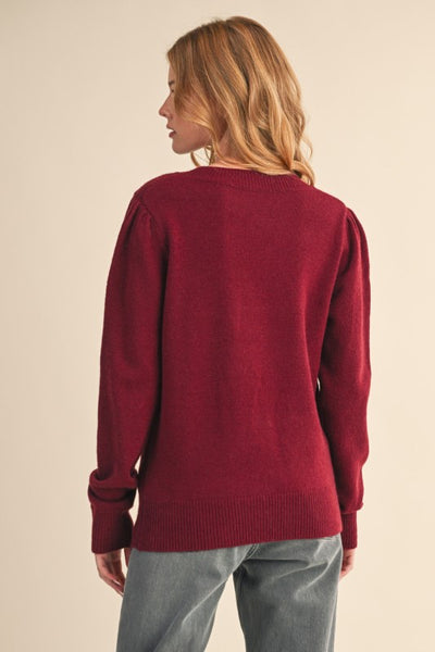 Bloom & Cozy Sweater- Burgundy/Cream