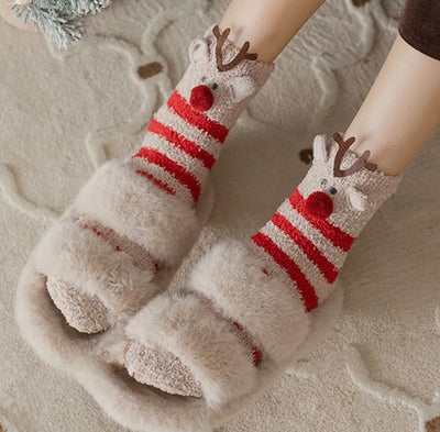 Cute Fuzzy Fleece Ornament Socks