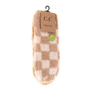 Boucle Checkered Mittens