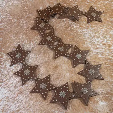 Leather Studded Star Western Belt