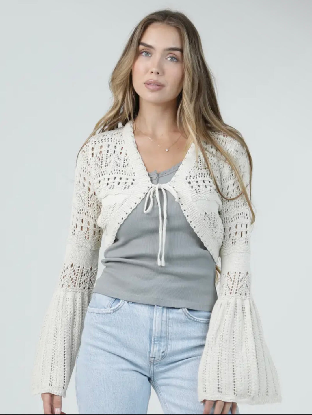 Bell Sleeve Cream Cardigan