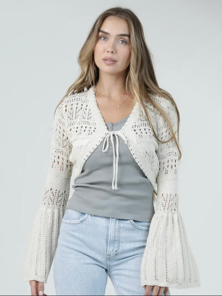 Bell Sleeve Cream Cardigan