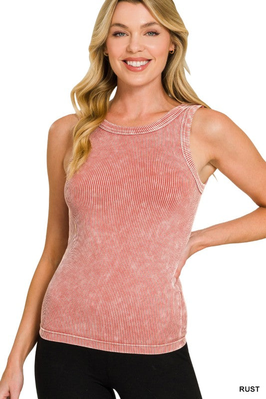 Rustic Earth 2-Way Neckline Ribbed Tank (8 colors)