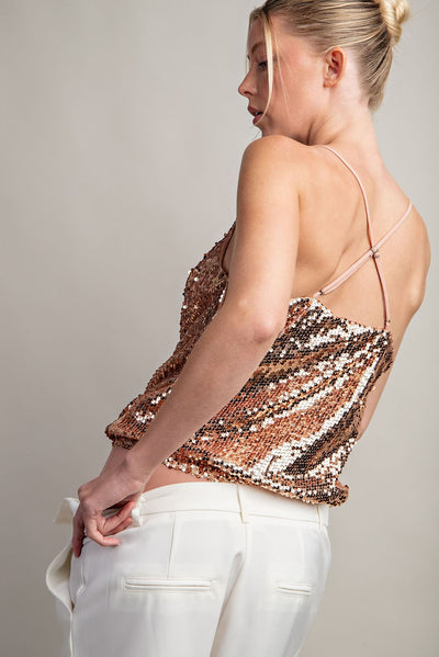Gold Sultry Sequin Bodysuit
