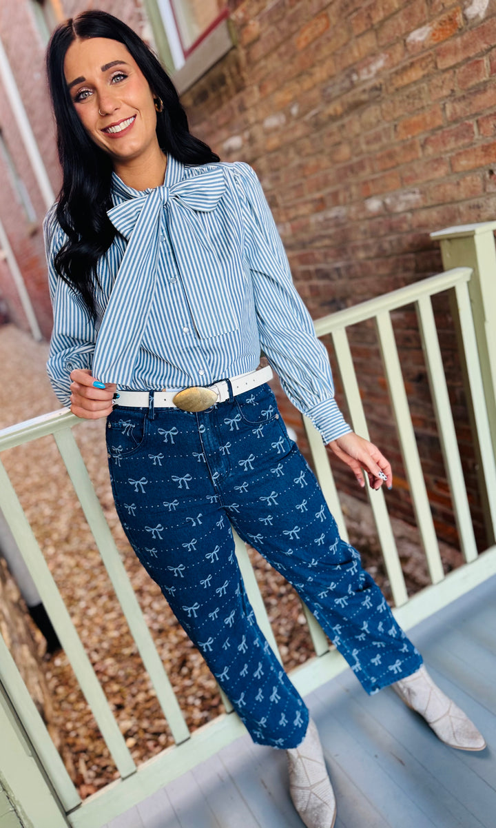 Ridged Bow Dark Wash Jeans
