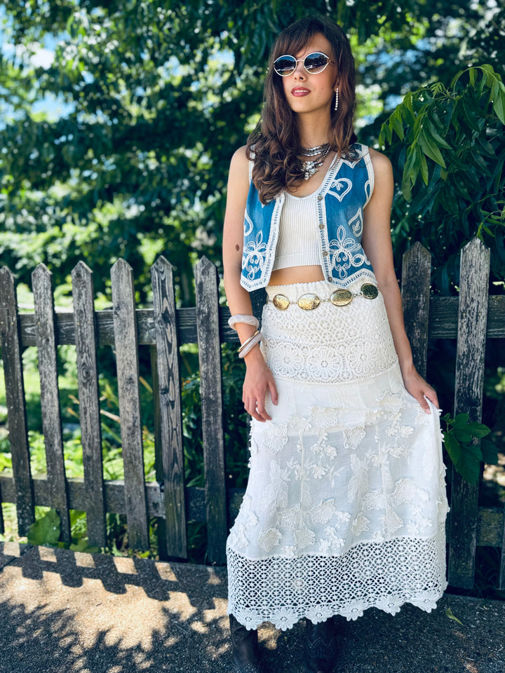 Denim Diva Embroidered Vest