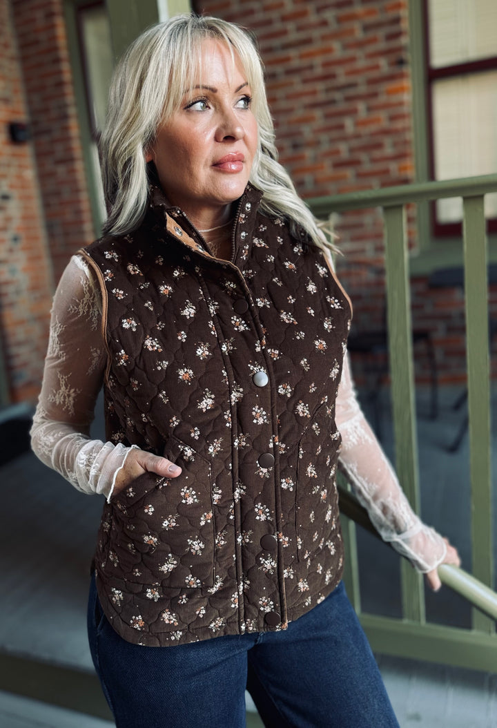 Fall Festival Quilted Mock Neck Vest