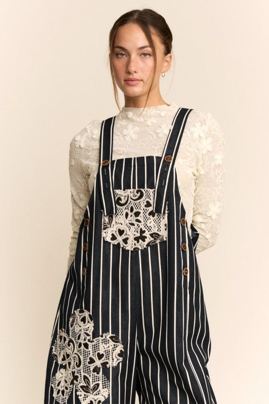 Davi Striped Denim Overalls