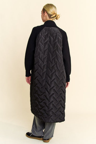 Stay Cozy Quilted Long Jacket - Black