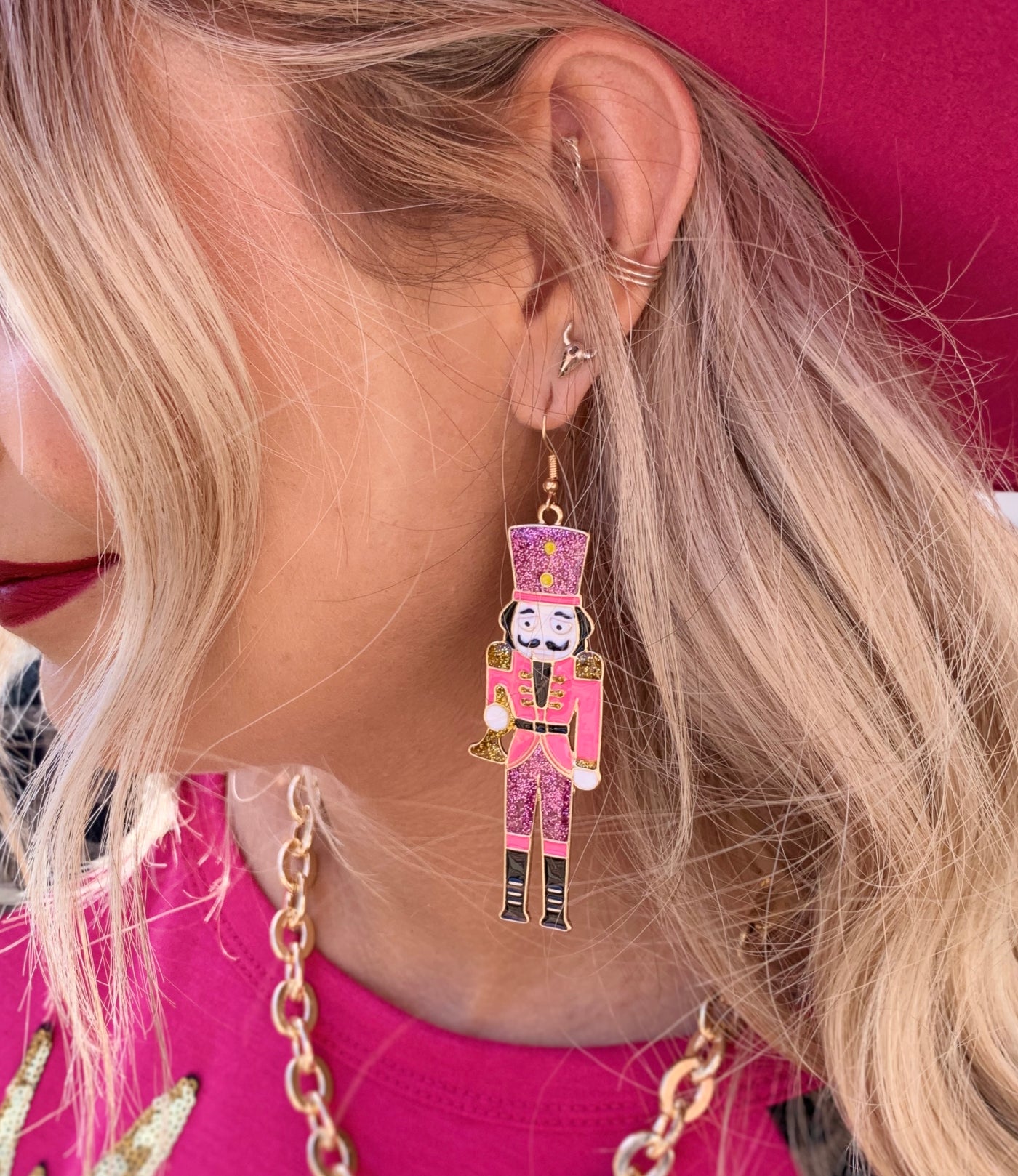 Gold Nutcracker Dangle Earrings