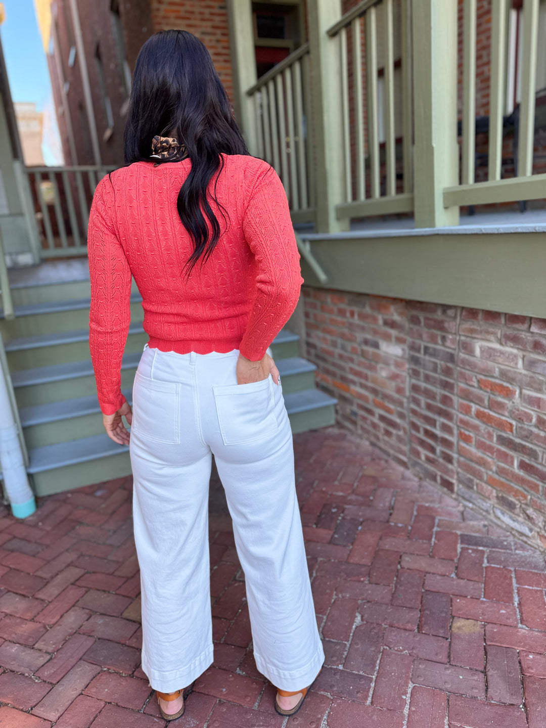 Elevated Pin Tuck Stretch Denim- White