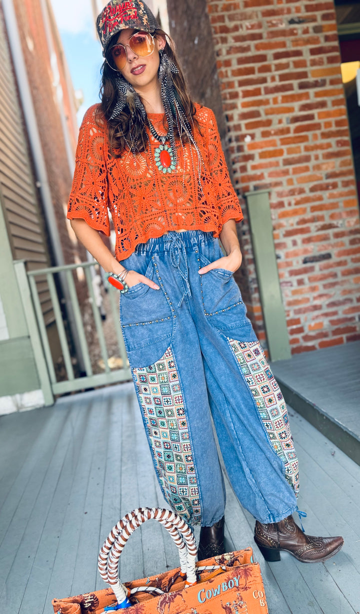 Jacquard Mix Washed Twill Pants