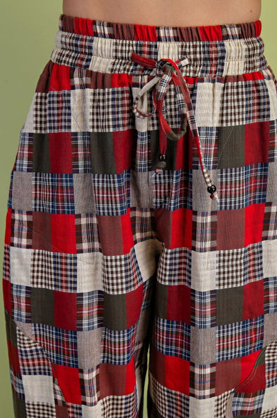 Plaid Patchwork Balloon Pants
