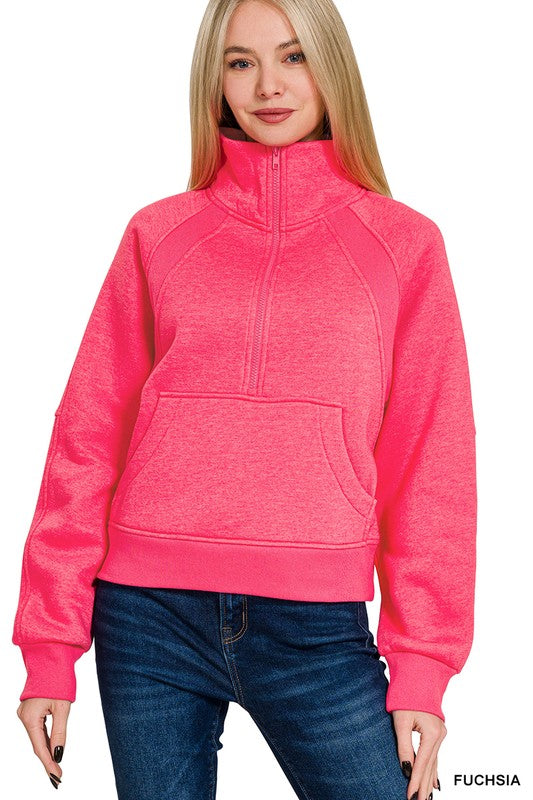 Scuba Half Zip Pullover - Fuchsia