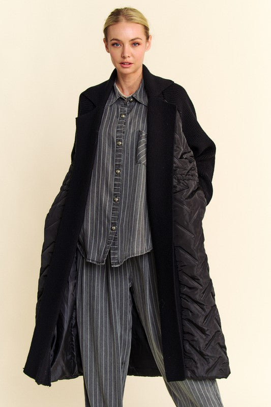 Stay Cozy Quilted Long Jacket - Black