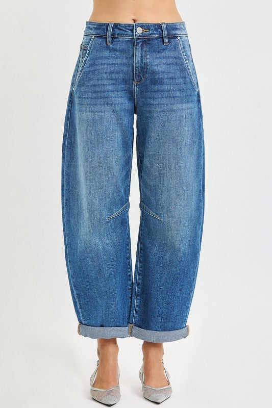 Reagan Slouchy Crop Barrel Jeans by Risen