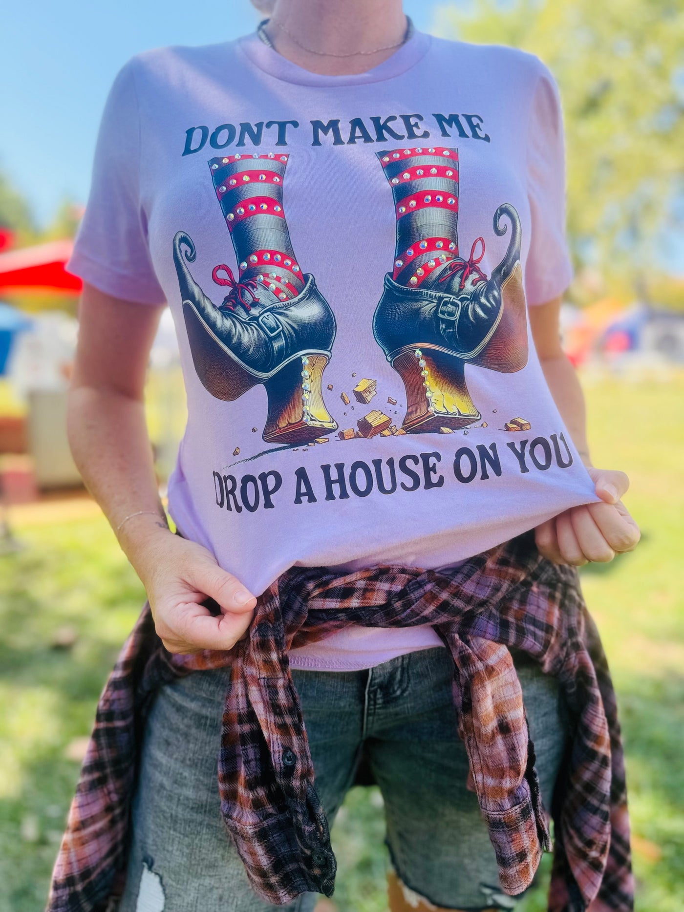 Don't Make Me Drop A House on You Purple Tee
