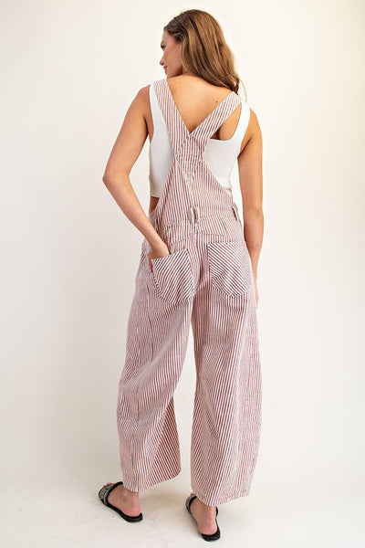 Raspberry Barrel Leg Overalls