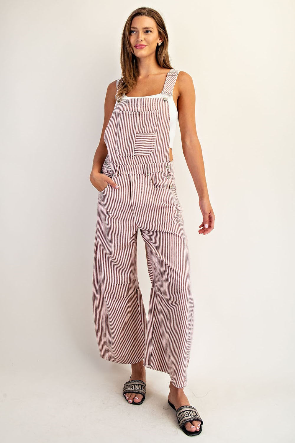 Raspberry Barrel Leg Overalls