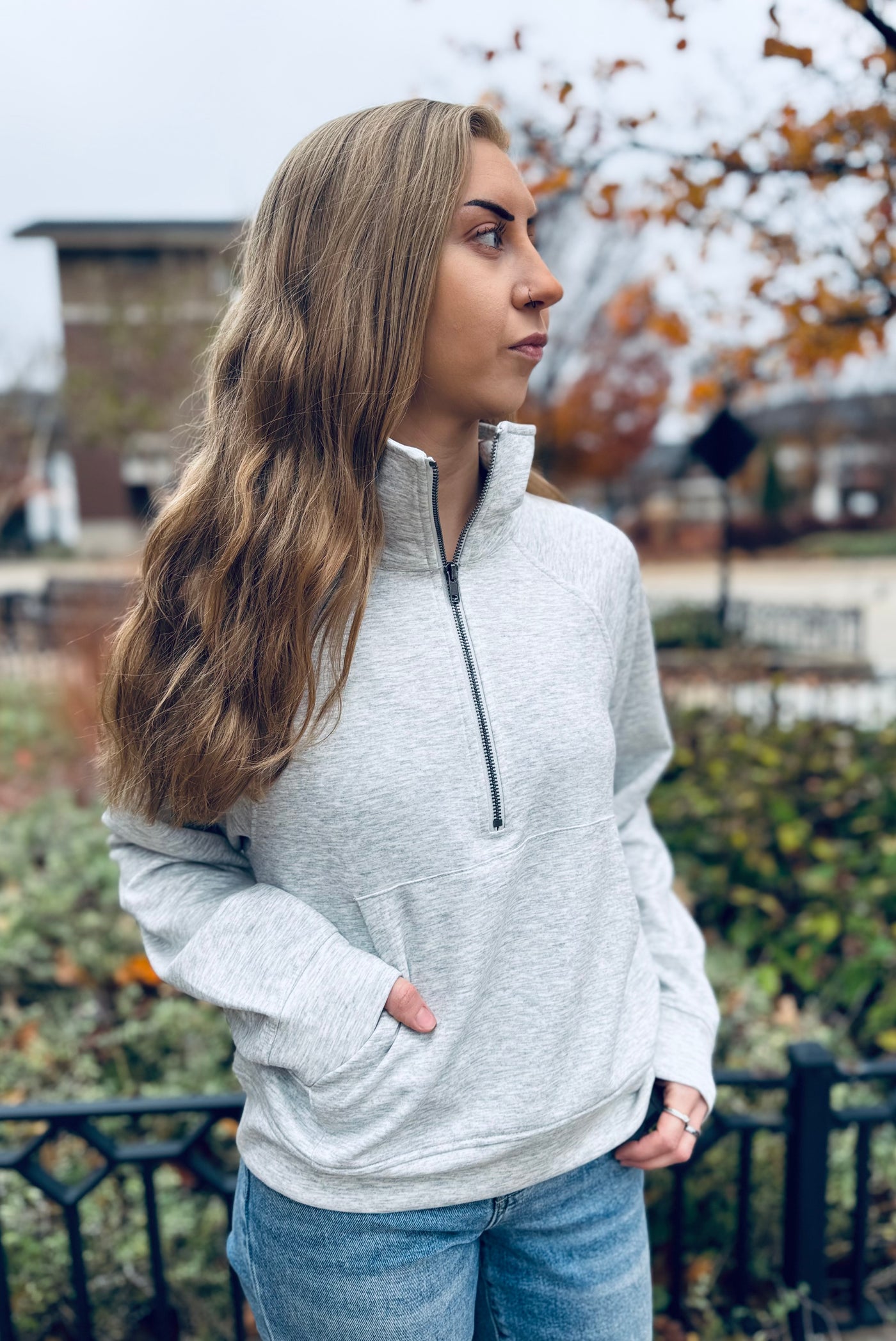 Scuba Half Zip Pullover - Heather Grey