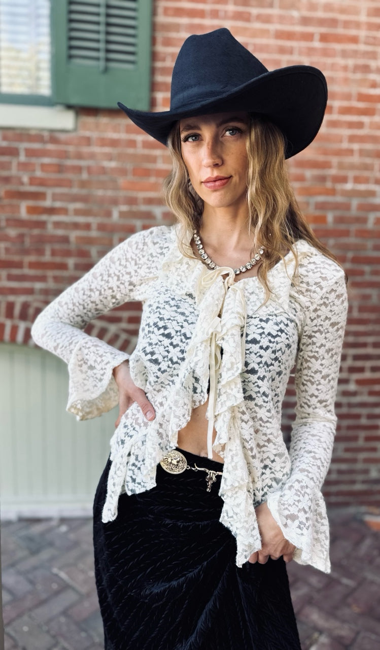 Victoria's Lace Ruffle Cardigan (2 colors)
