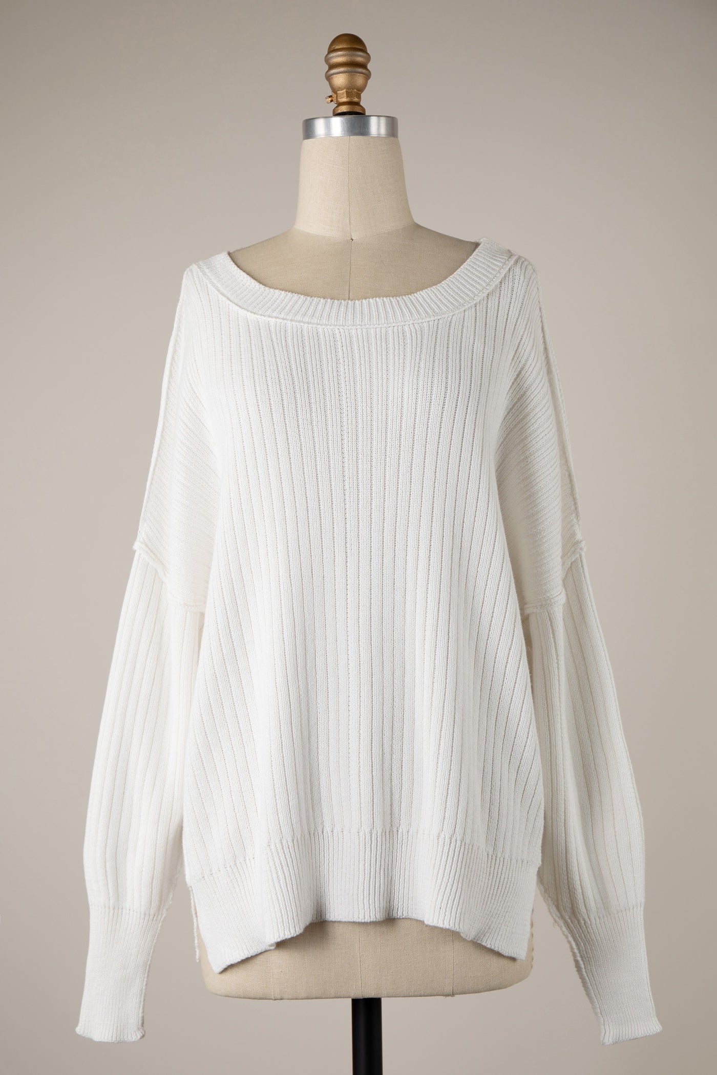 Inside Out Cozy Light Knit Sweater-Cream