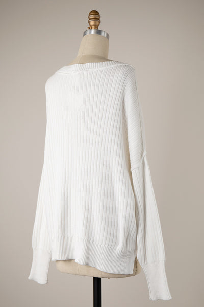 Inside Out Cozy Light Knit Sweater-Cream