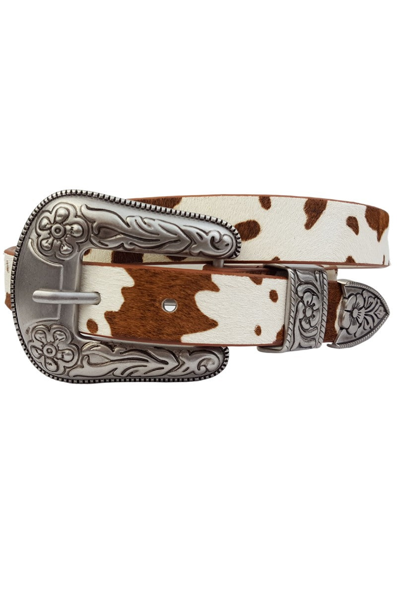 Brown Cow Hair Leather Belt